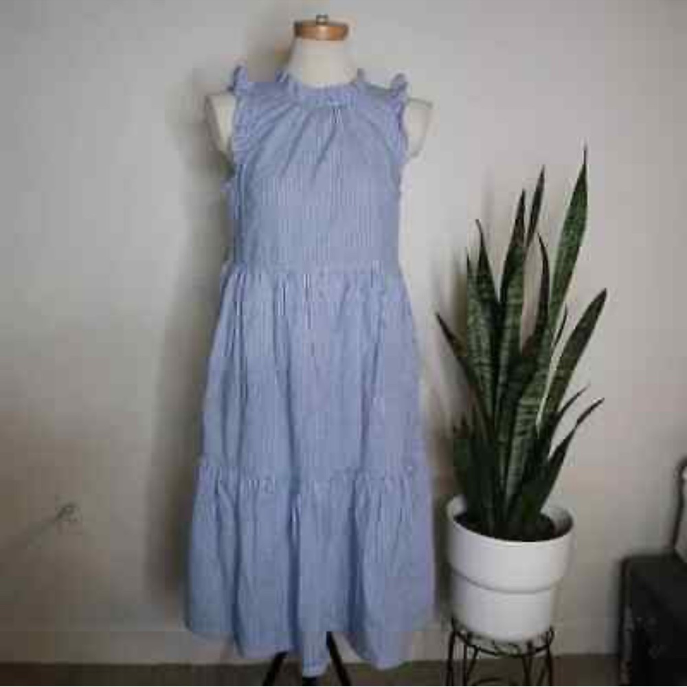 J Crew tiered, midi, ruffle dress!!